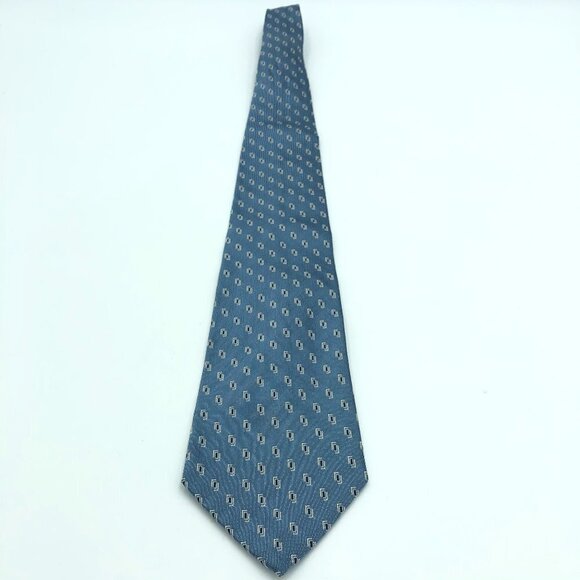 Polo by Ralph Lauren Blue and White Hand Made Silk Tie - Picture 1 of 5